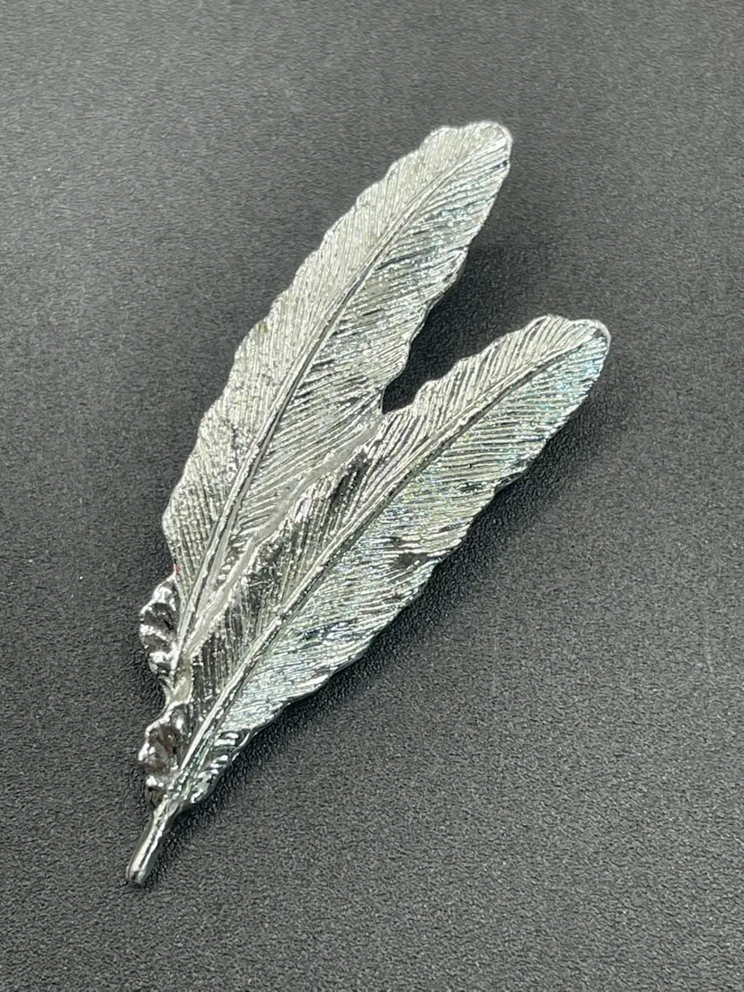 Vintage Silver Colored Gerry’s Double Feather Brooch