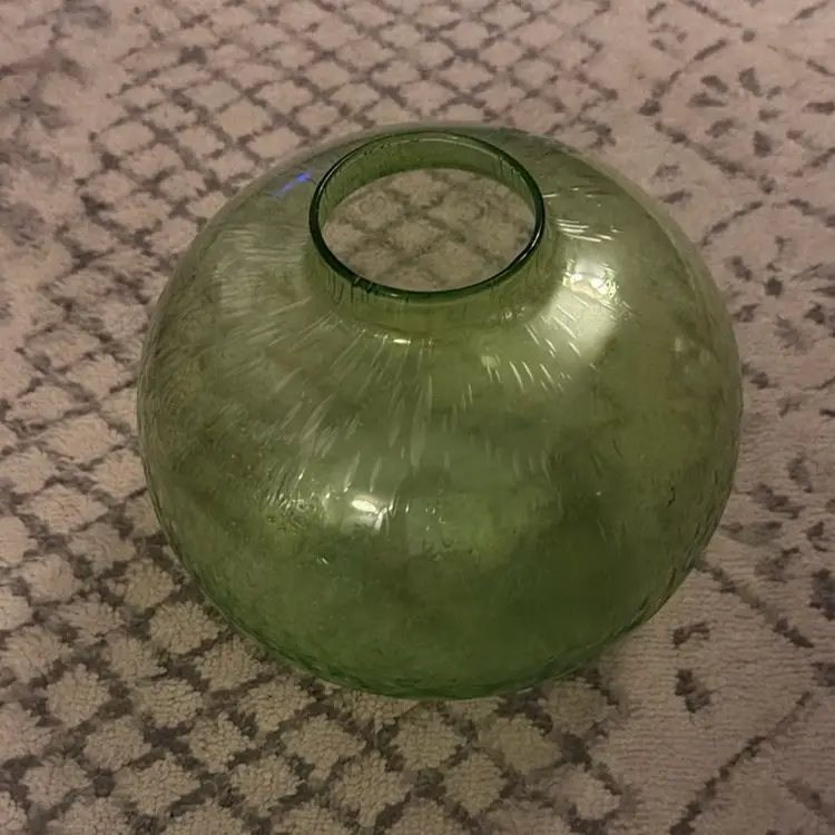 Light Green Hand Blown Bullicante Art Glass Vase - 7” tall