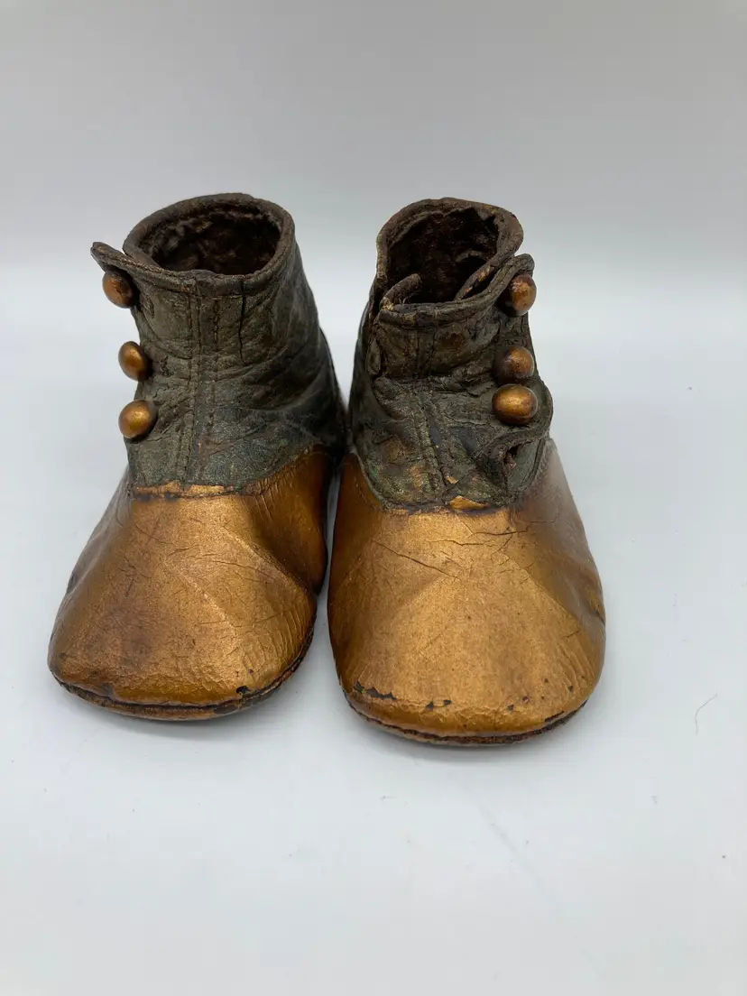 Bronze Button Up Baby Shoes
