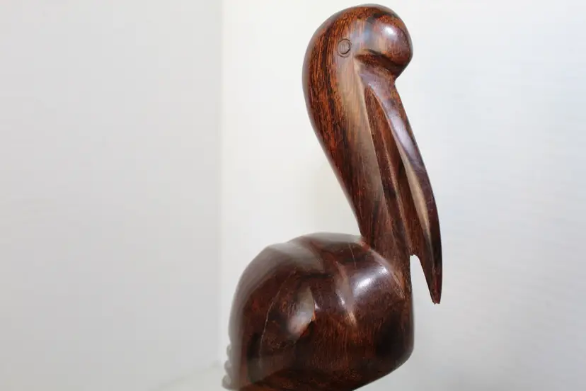 Vintage 7.5 Inch Ironwood Pelican Wooden Sculpture Hand Carved Folk Art
