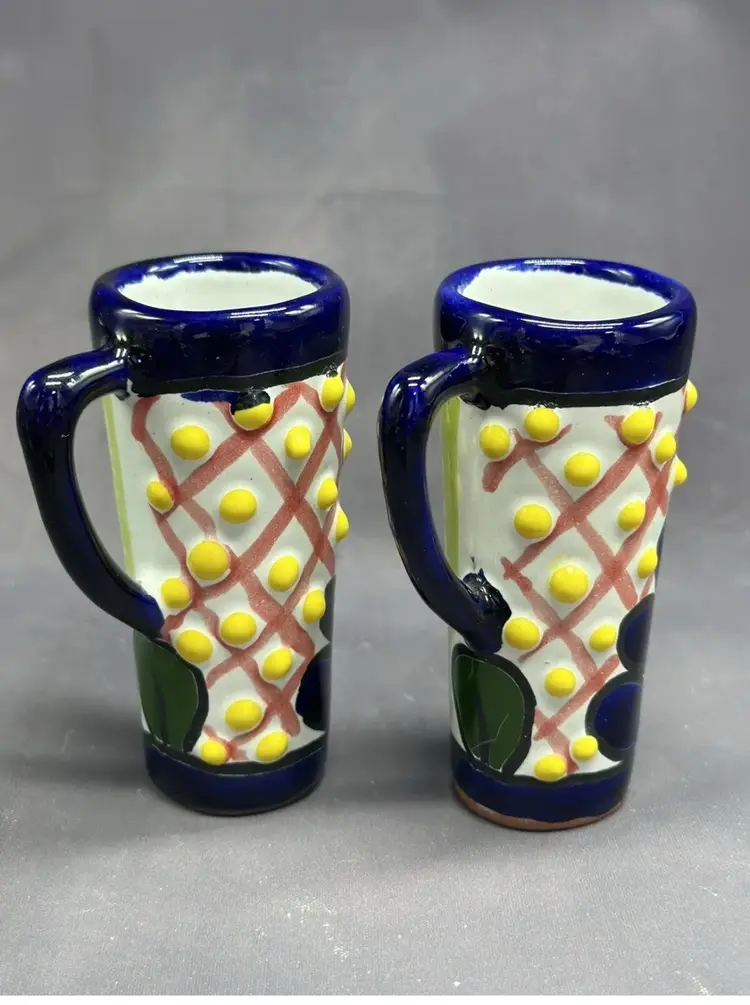 Talavera Art Pottery Shot Glass Pottery Set Of 2 Made In Mexico Incredible