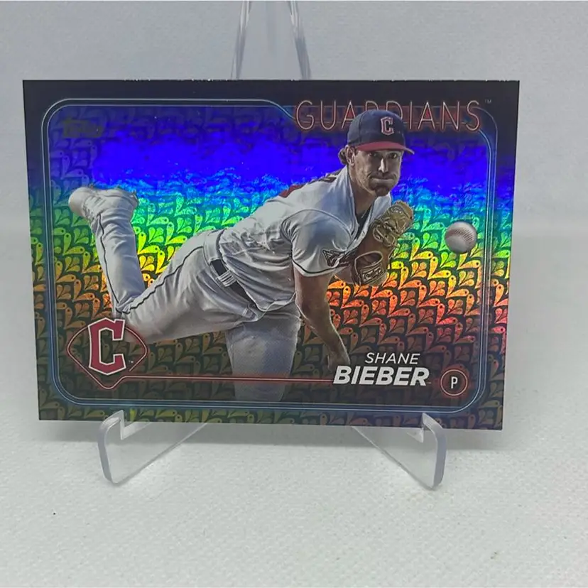 2024 topps series 1 easter holiday foil shane bieber #107 Cleveland Guardians