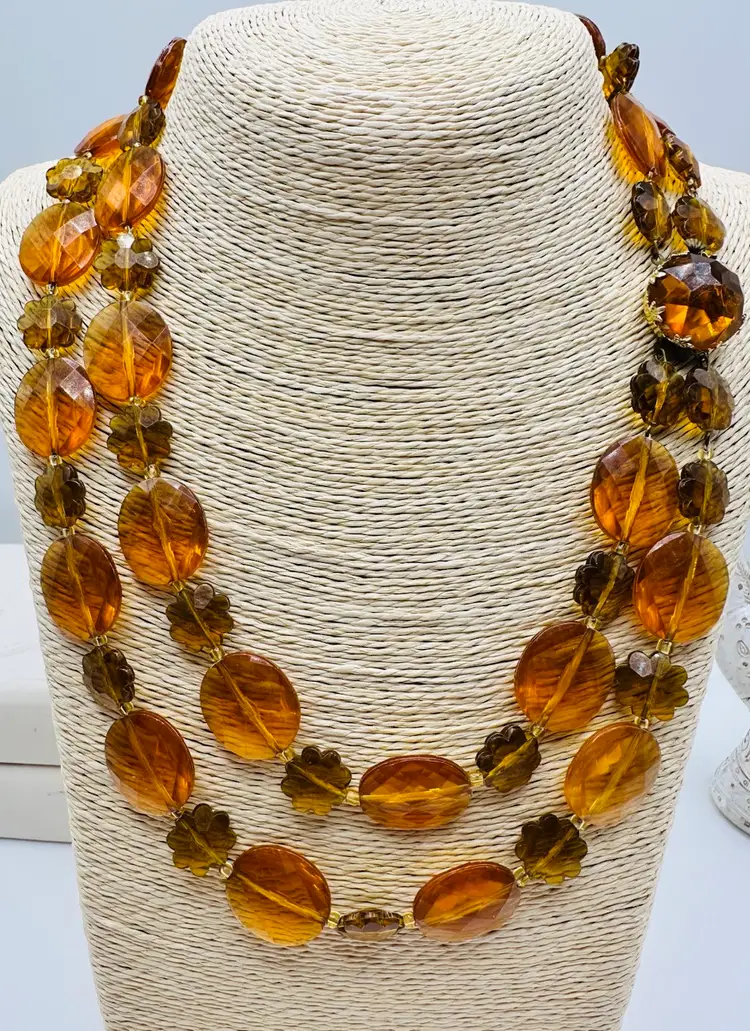 Rare West Germany Lucite Necklace With Accented Clasp