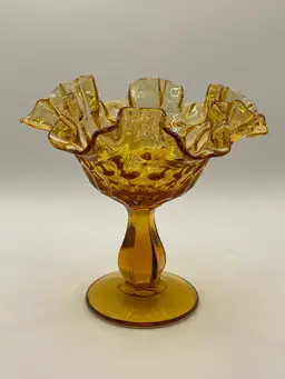 Fenton Amber Thumbprint Compote
