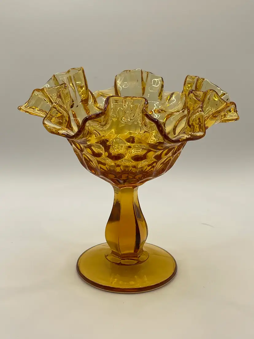 Fenton Amber Thumbprint Compote