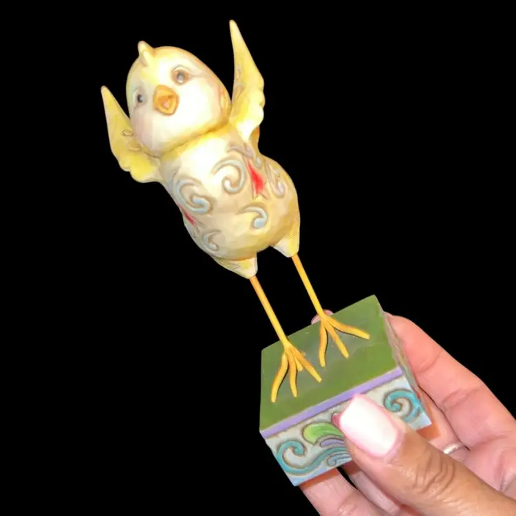 Jim Shore Heartwood Creek "Spring Chicks" figurine, item number 4009252 “wings up”