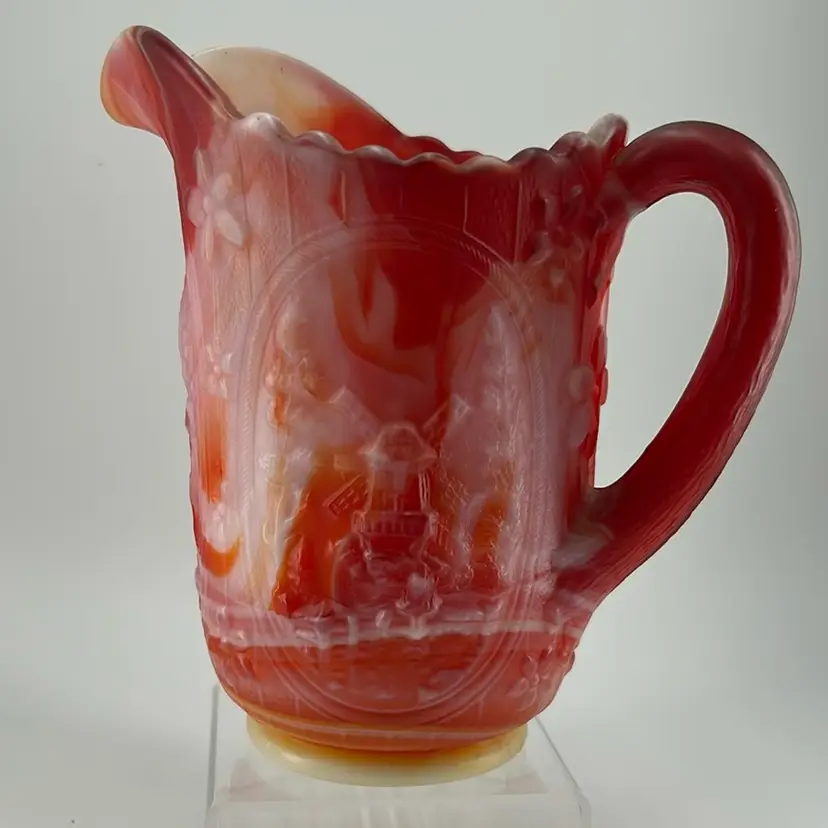 Imperial Slag Glass, Windmill Pitcher Ruby Red