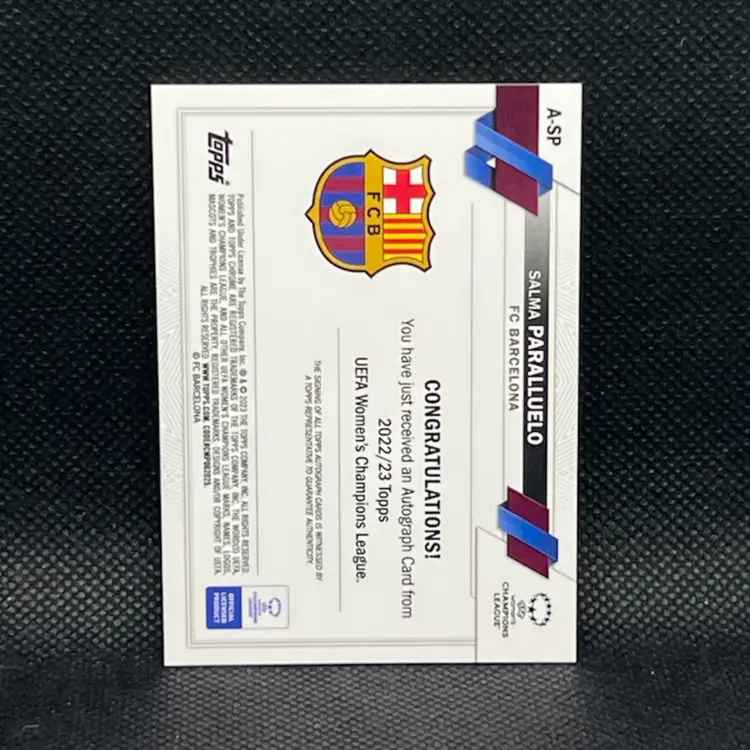 Salma Paralluelo 2022/23 Topps Chrome UEFA Autograph #A-SP FC Barcelona Soccer Card