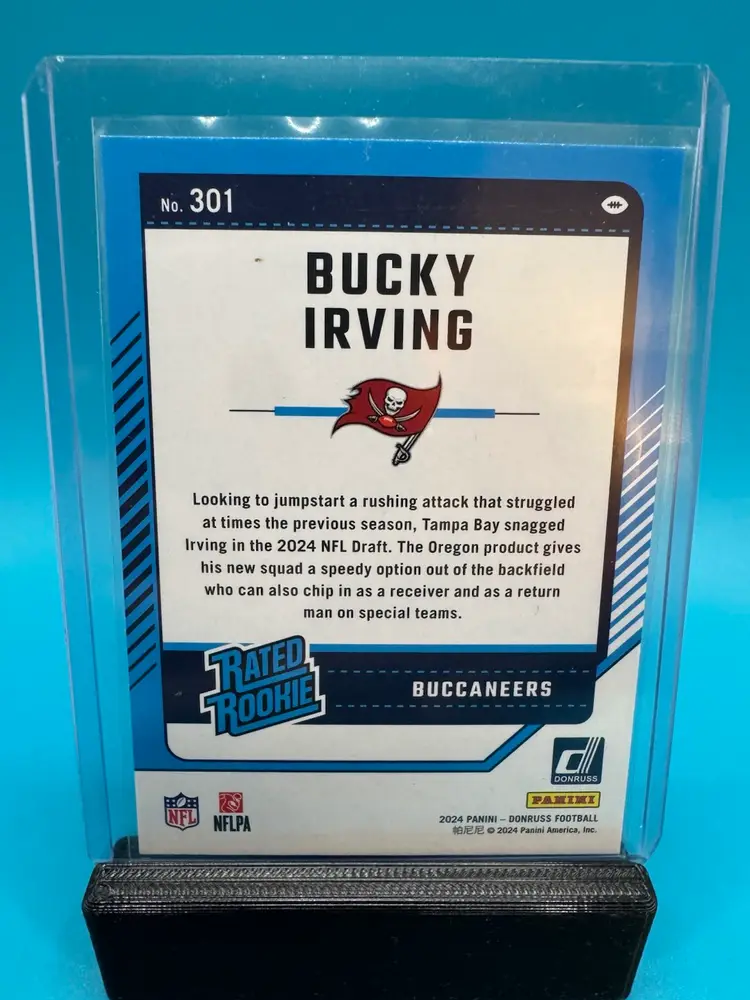 Bucky Irving Donruss Rated Rookie Press Proof Green RC Tampa Bay Buccaneers