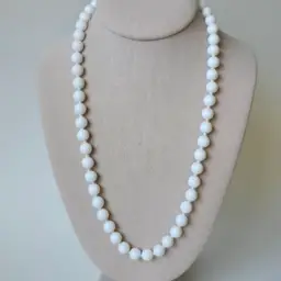 Vintage West Germany Milk Glass Single Strand Beaded Necklace