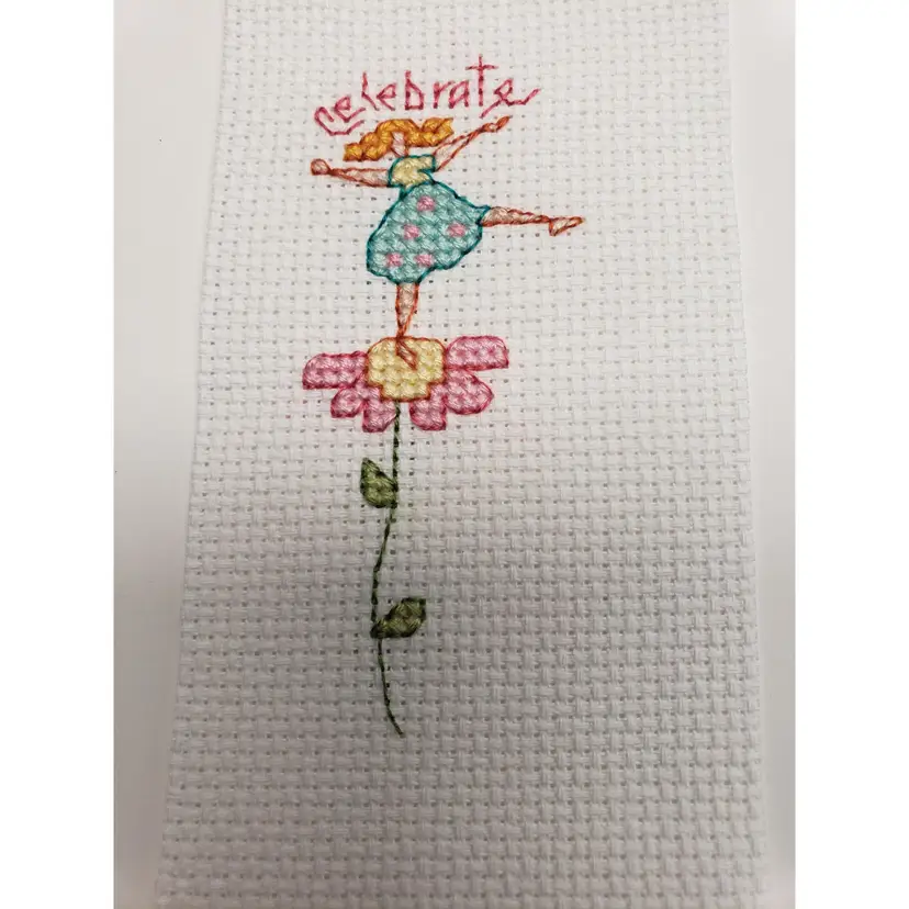New Celebrate Cross-stitch Piece Ready For Framing Or Adding To Craft