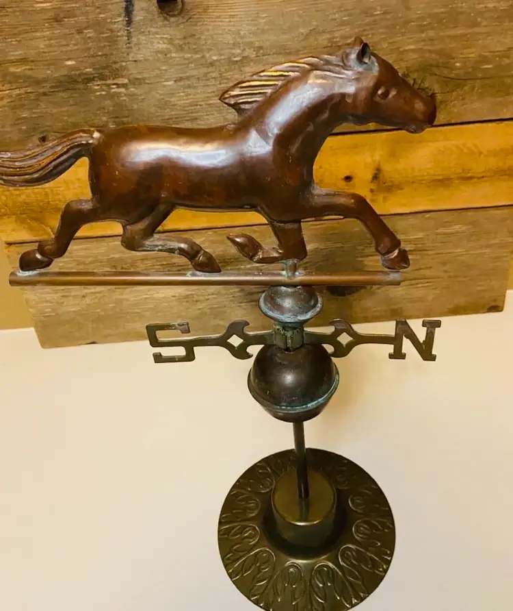 Vintage Brass & Copper Running Horse Weathervane Farmhouse Rustic Americana Primitive Equestrian