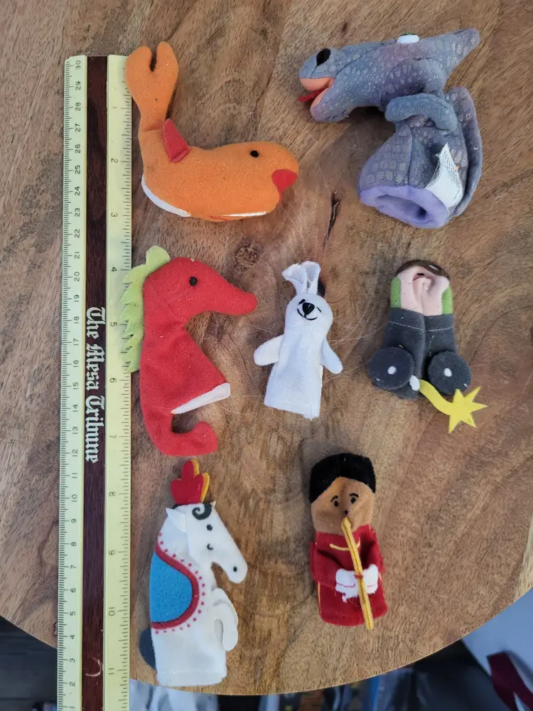 Lot Of 7  Finger Puppets Animals People Kids Toys EUC IKEA