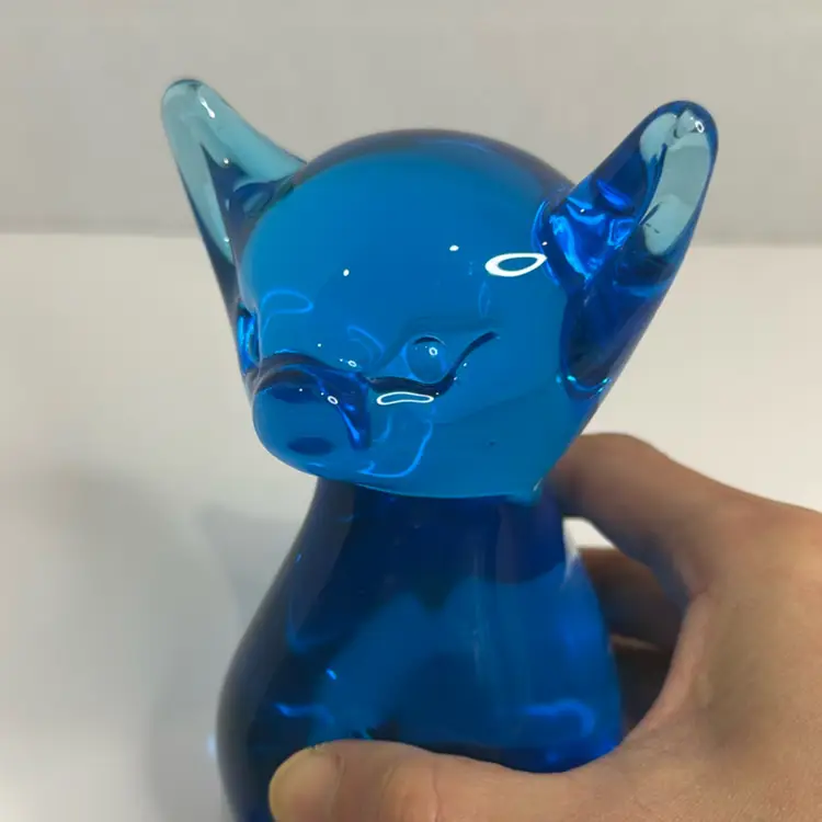 Swedish Art Glass Turquoise Cat? Dog?