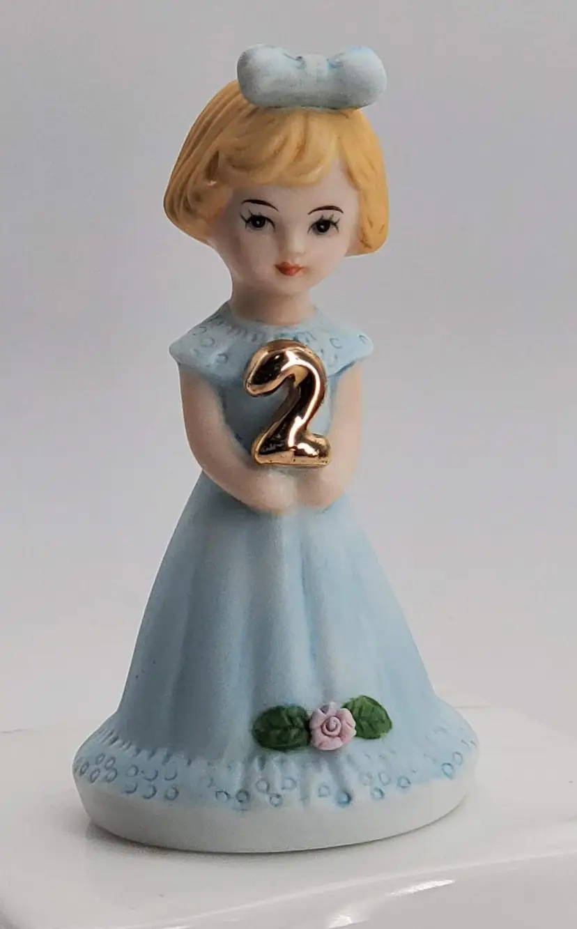 Enesco  Growing Up Birthday Girl 2 Years Blonde w/ Blue Dress  1981 Vintage