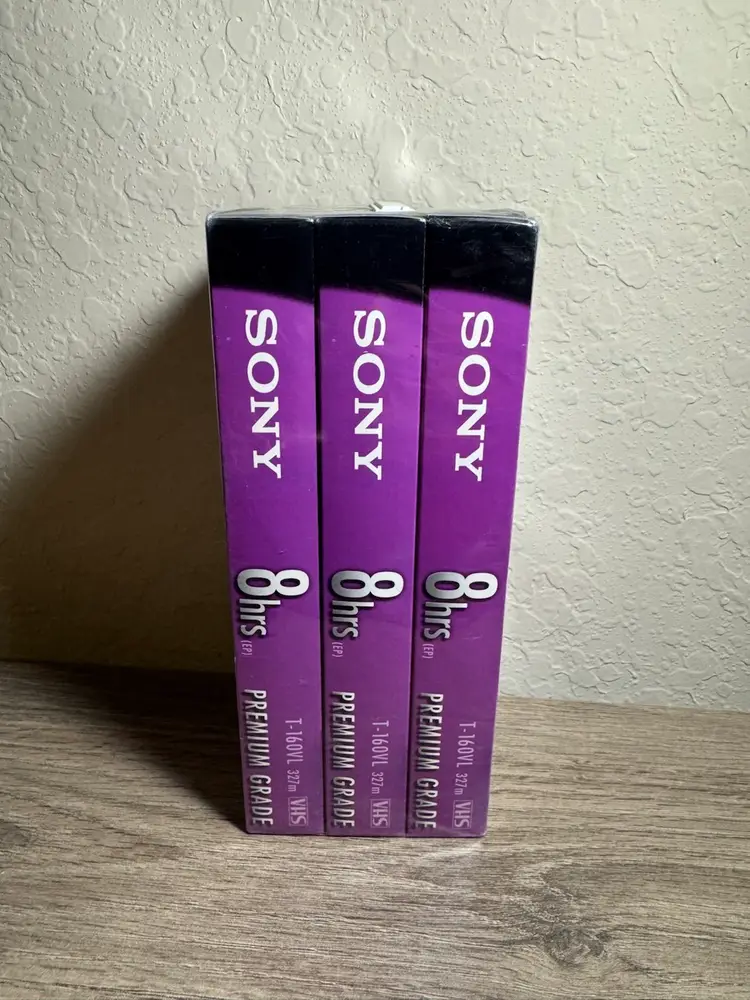 Sony VHS Blank 8 Hour 3 Pack Tapes (Sealed)