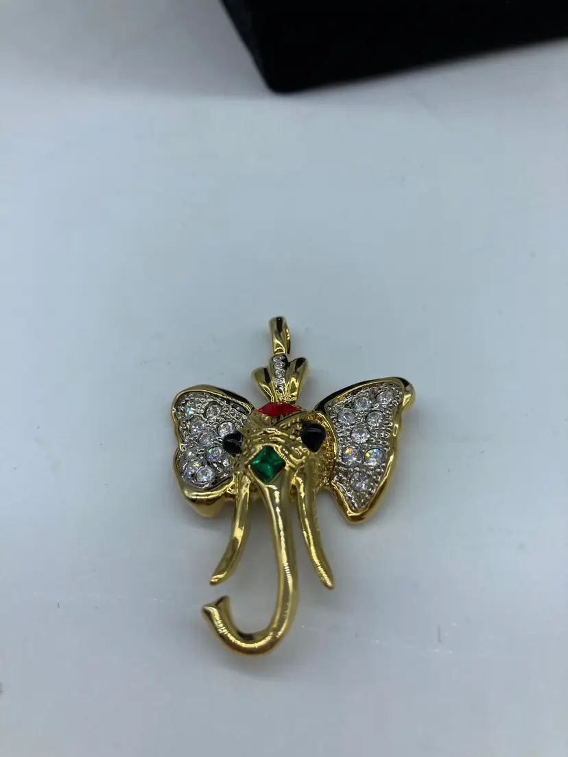Attwood & Sawyer A&S Mogul Elephant Pendant Vintage Figural Necklace
