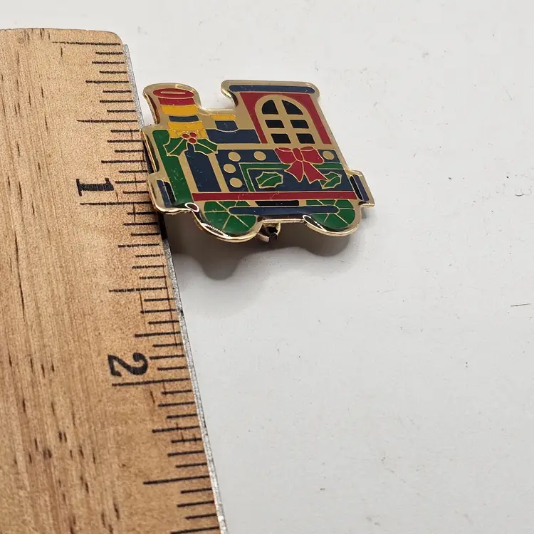 Gold Tone Christmas Brooch train