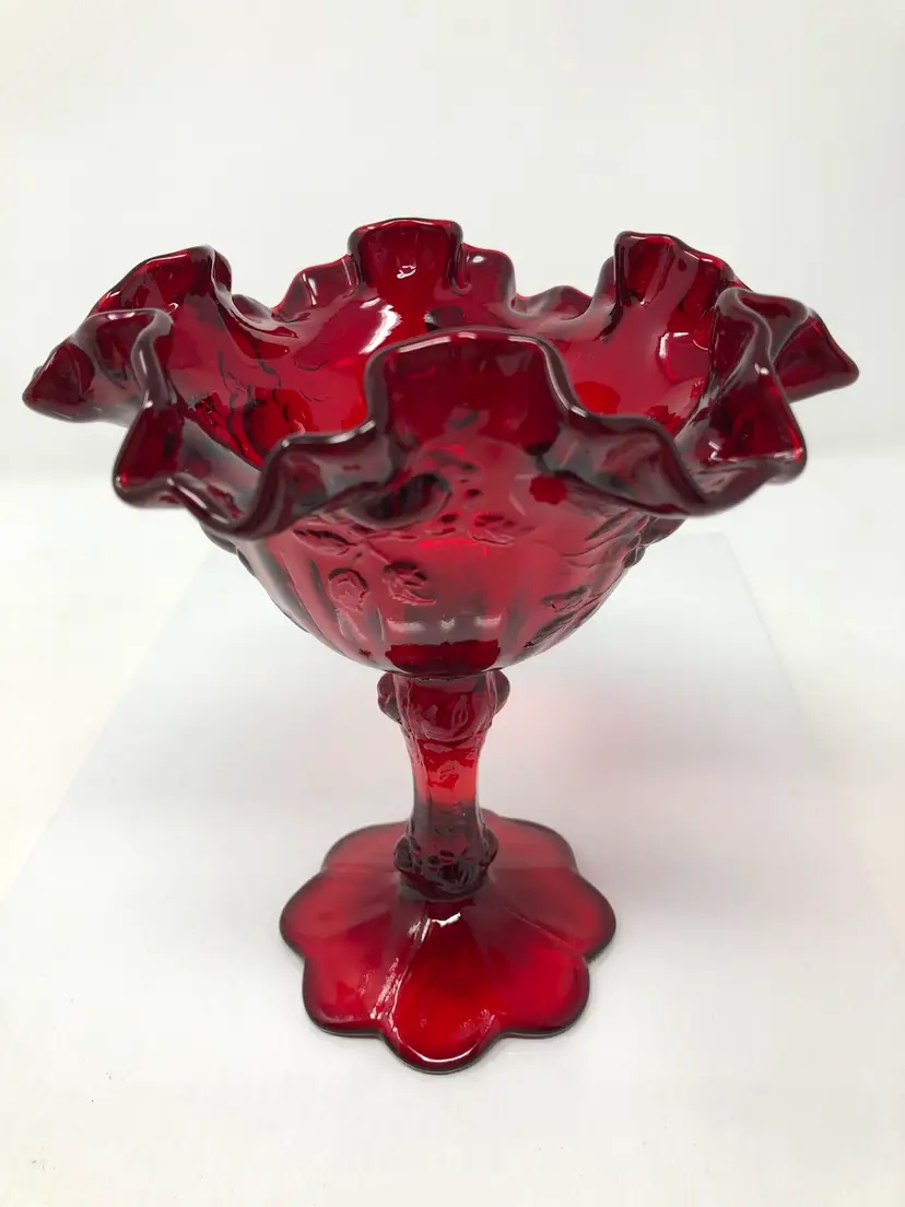Fenton Ruby Rose Compote