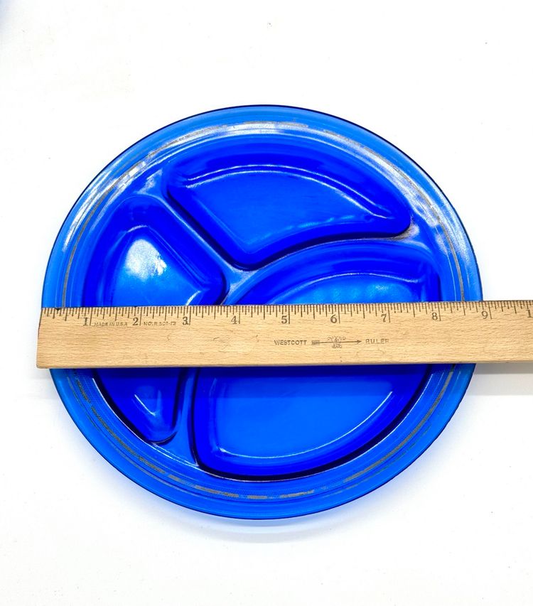 Plates - Vintage Antique LE Smith Cobalt Glass Homestead Grill 9”W - Set Of 5
