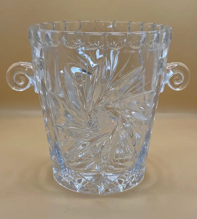 Vintage American Cut Crystal Co. Pinwheel Pattern Ice Bucket