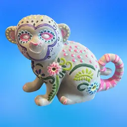 Handmade Sugar Skull Monkey **Glows**