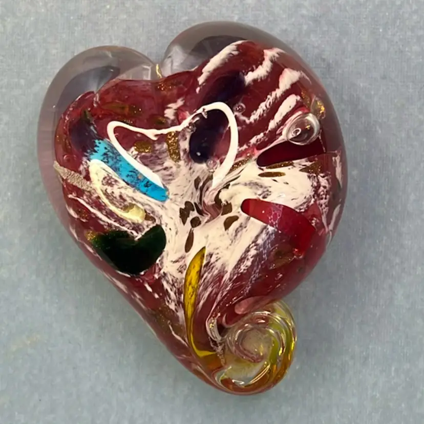 Unique Heart Paperweight Signed Asho And Mingo β€οΈ 3.5β x 2.5β x 1.5β Tall