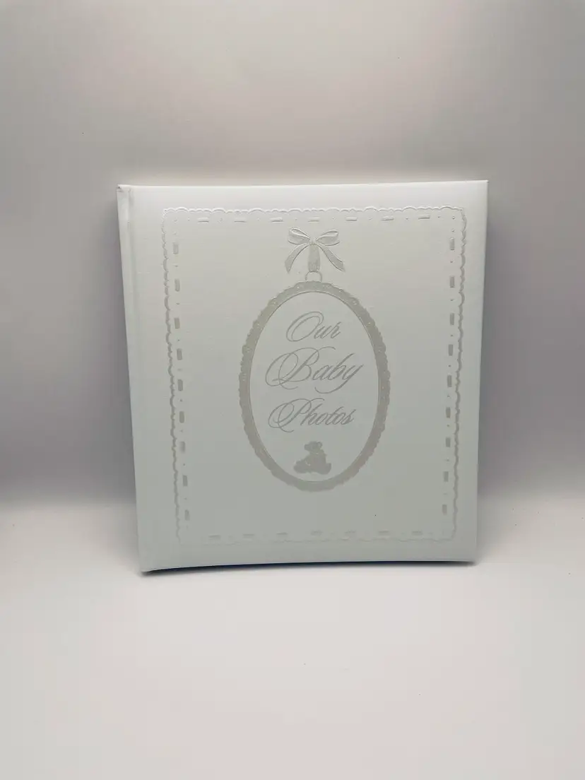 Vintage, White, Bonded Leather, Hallmark Photo Album “Our Baby Photos”, 
Never Used, Boxed