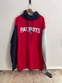 New England Patriots Fanatics Hoodie Sweatshirt Mens 2XLT Red White Blue NFL