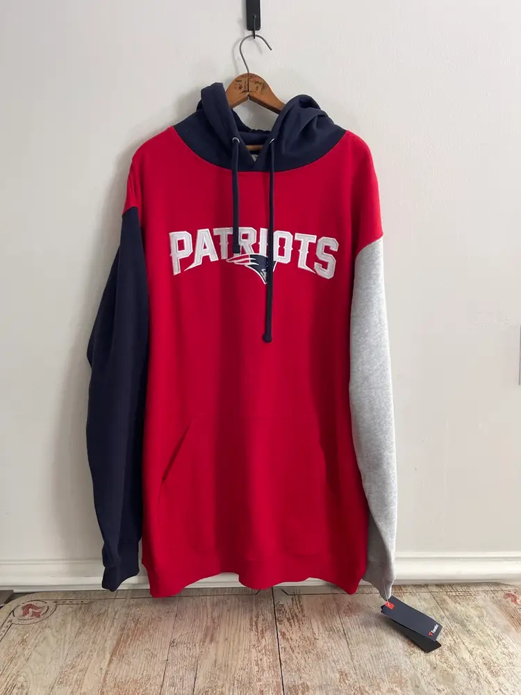 New England Patriots Fanatics Hoodie Sweatshirt Mens 2XLT Red White Blue NFL