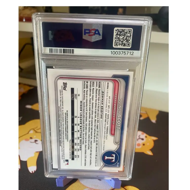 2024 Bowman Chrome Quincy Scott 1st Speckle Refractor Auto /299 - Texas Rangers