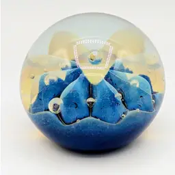 Robert Eickholt 1994 3.5" Art Glass Paperweight Dichroic Sea Anemone Flower