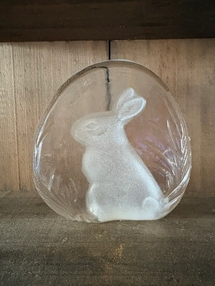 Vintage Zajecar 24% Lead Crystal Bunny  Rabbit Paperweight From Yugoslavia.