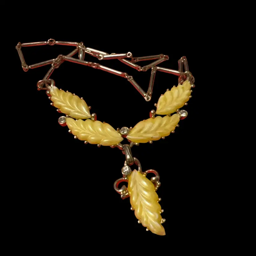 Vintage Kramer Statement Necklace: Gold Tone, Yellow And Rhinestones