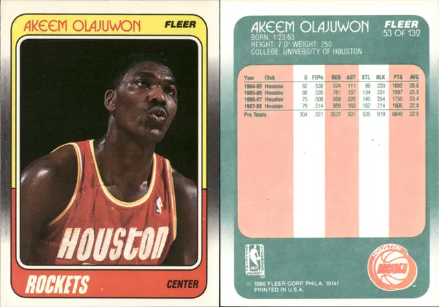 Hakeem Olajuwon 8-Card Lot Fleer Upper Deck Topps 1988-1998 HOF Dream