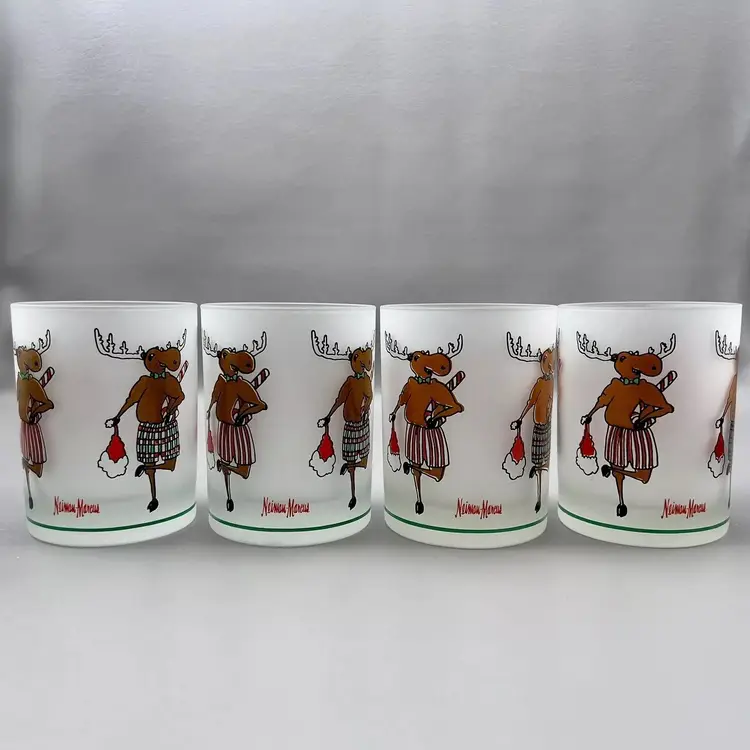 Neiman Marcus Frosted Reindeer Boxer Shorts Set Of 4 Double Old Fashion Christmas