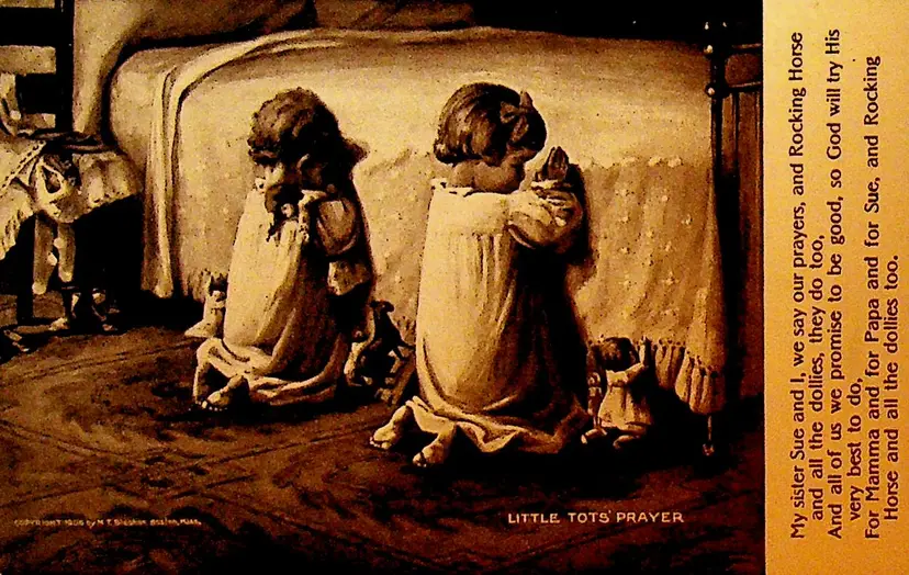 Little Tots Prayer Unused Vintage Postcard