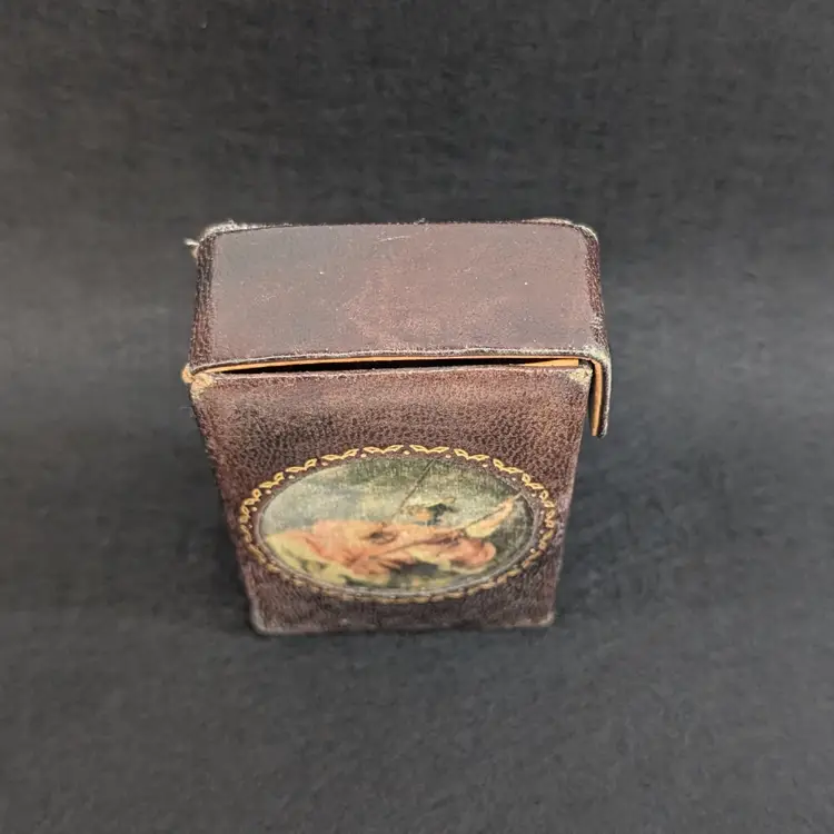 Vintage Saks Fifth Avenue Italy Leather Cigarette Case Rococo Style Lady Swing