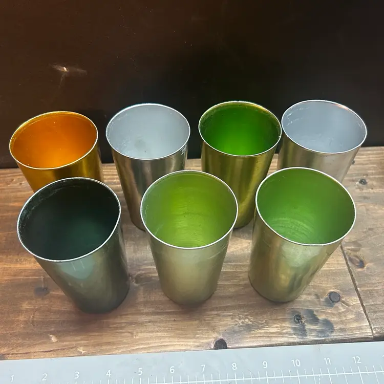 VINTAGE Bascal Aluminum Tumbler Cups Mid Century Barware Retro Used (7pcs)