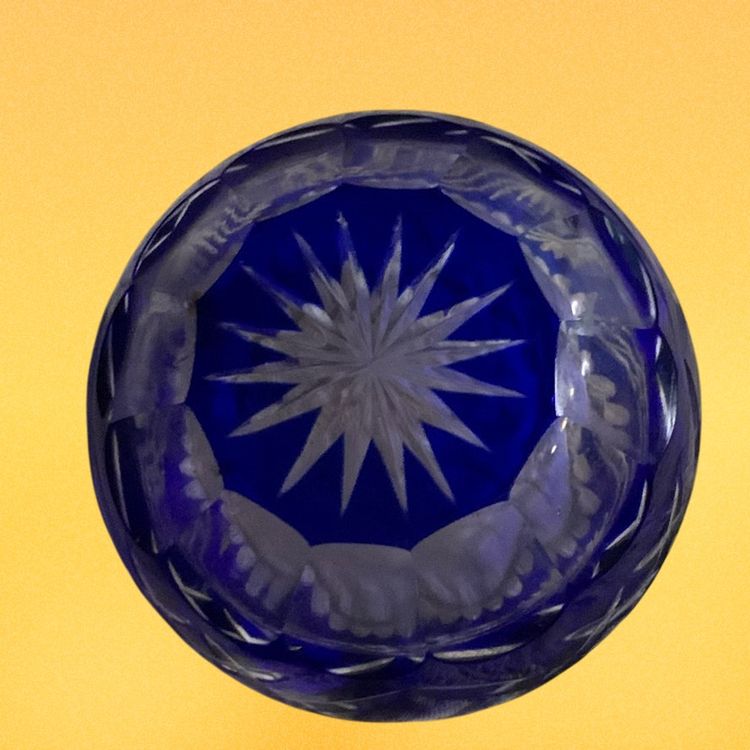 05. Vintage Cobalt Blue Lead Crystal Vase Crystal Legends Collection by Godinger