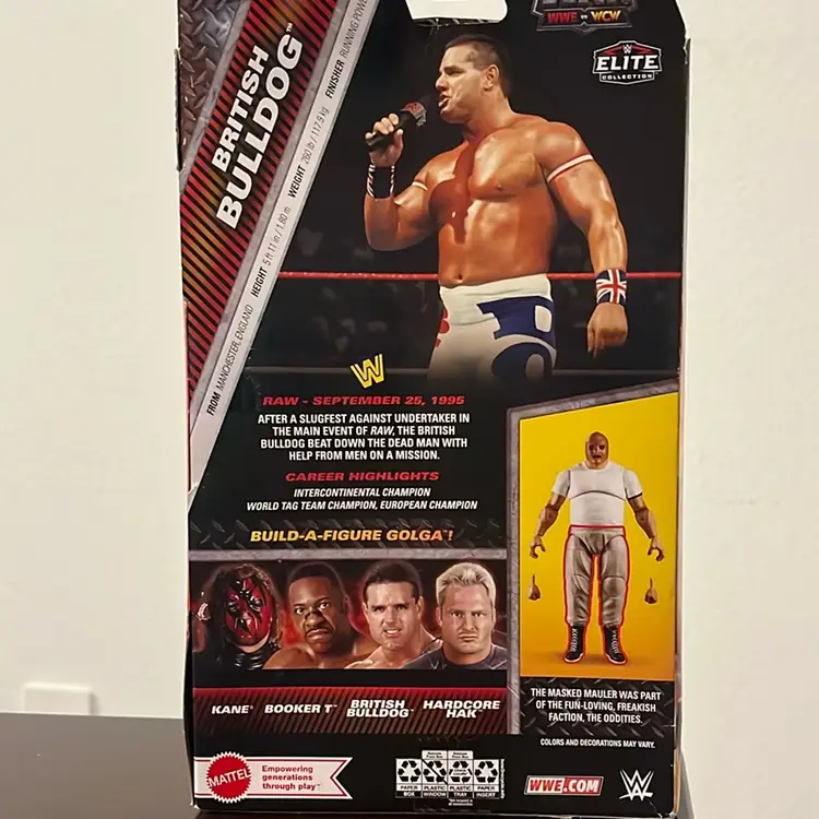 WWE British Bulldog Elite The Monday Night Wars Wrestling Figure w Golga BAF NIB