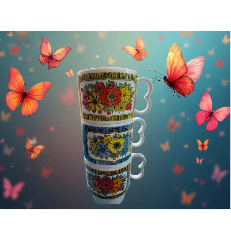 Retro MCM Coffee Cups Set Of 3 Japan