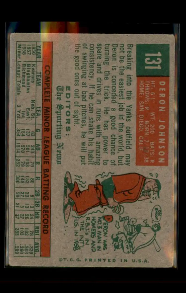 1959 Topps #131 Deron Johnson - (pk4) - New York Yankees