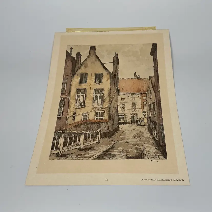 Vintage Roger Hebbelinck (Belin) Colored Etching Print