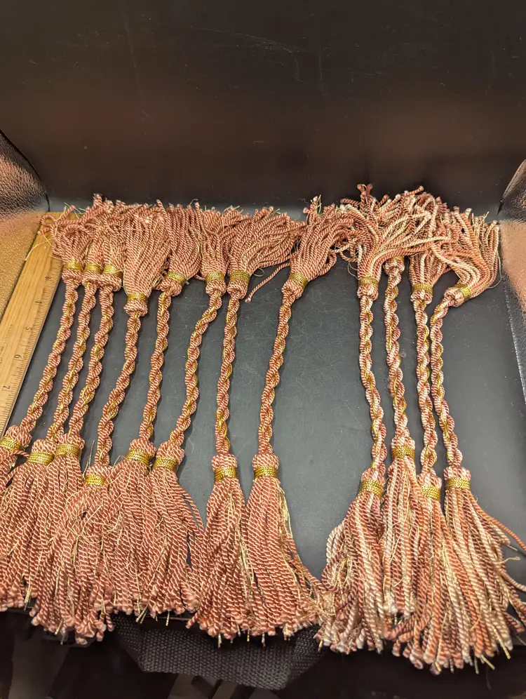 Lot of 12 Christmas Tree Rope Garland Tassel Ties 8 Victorian Pink and Gold 4 Tri Color Pink and Gold