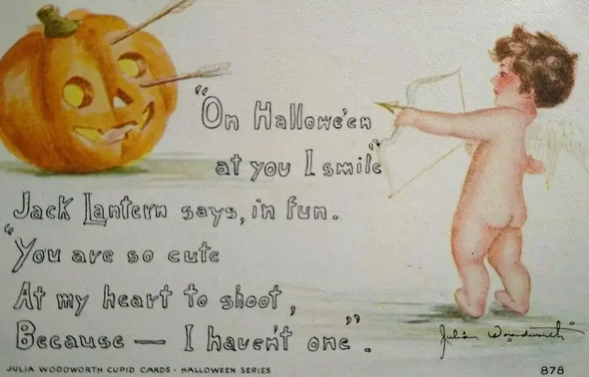 Halloween Postcard Cupid Angel Julia Woodworth 1913 Series 878 Vintage Fantasy