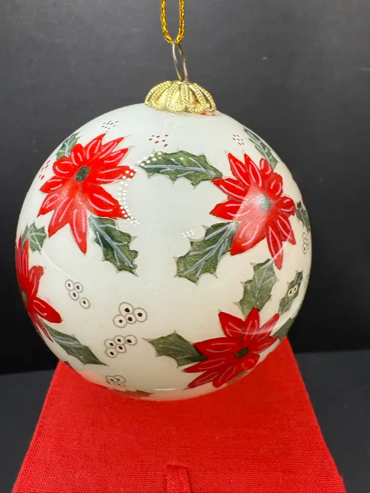 Poinsettia Glass Ornament With Box