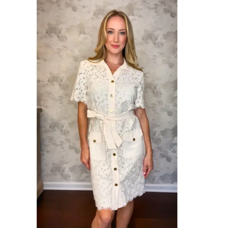 Sandro Lace Button Up Shift Dress