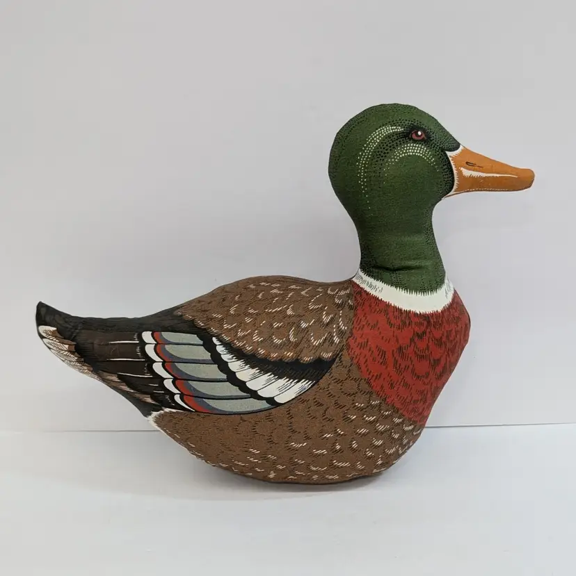 Vintage Mallard Duck Pillow Plush Stuffed Animal Bird Hunting Cabin Decor