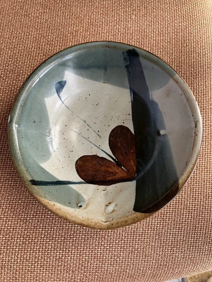 2839-Hand Made Pottery Bowl With Beautiful Handpainted Floral Design, Signed